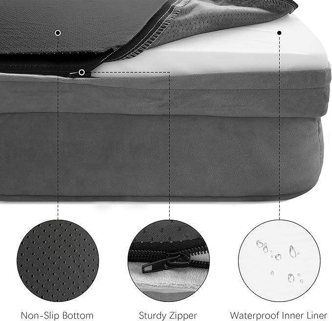 Orthopedic Dog Bed with Sides - Dog Sofa Beds for Extra Large Dogs Supportive Foam Pet Couch Bed with Washable Removable Cover Waterproof Lining and Non-Slip Bottom Grey - XL