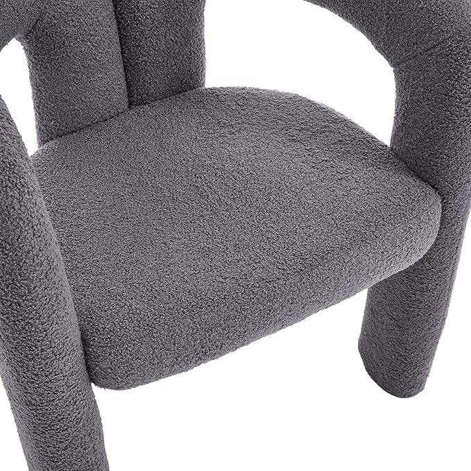 Set of 2 ChairsContemporary Designed Velvet Fabric Upholstered Accent Barrel Side Chair with Plywood Frame and Metal Base for Living Room (Gray Teddy)