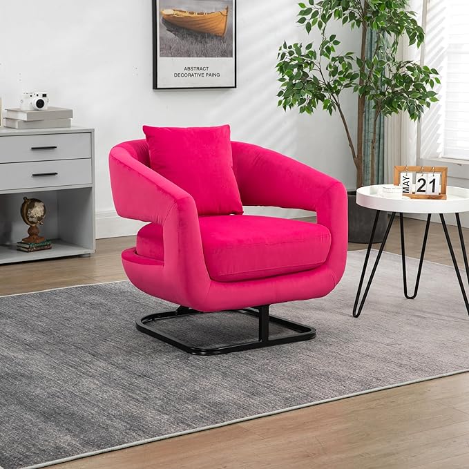 House Hold Upholstered Tufted Living Room Chair Textured Velvet Fabric Accent Chair with Metal Stand