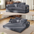 Upgrade High Backrest Design Sofa Bed with Fixed-Shape Frame &amp Removable Armrests and Backrest Corduroy Fabric Convertible Couch for Small Spaces - No Assembly Needed (High Backrest Dark Gray)