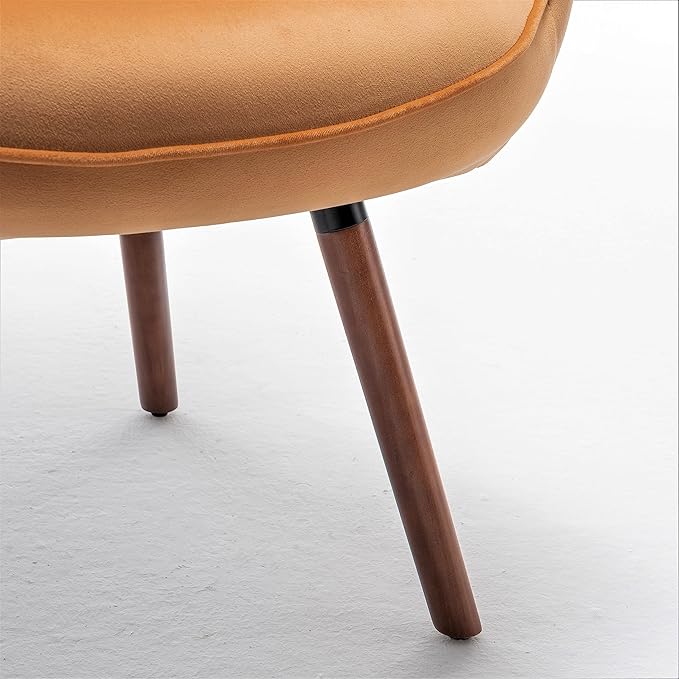 Chic Accent Arm Chairs for Living Room Bedroom or Home Office Button-Tufted Midcentury Armchair with Wingback Design and Splayed Legs Mustard Yellow