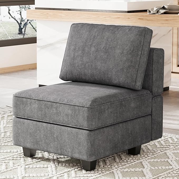Belffin Terry Fabric Modular Sectional Sofa Middle Seat Module Couch Side Sectional Free Configuration Middle Part Dark Grey