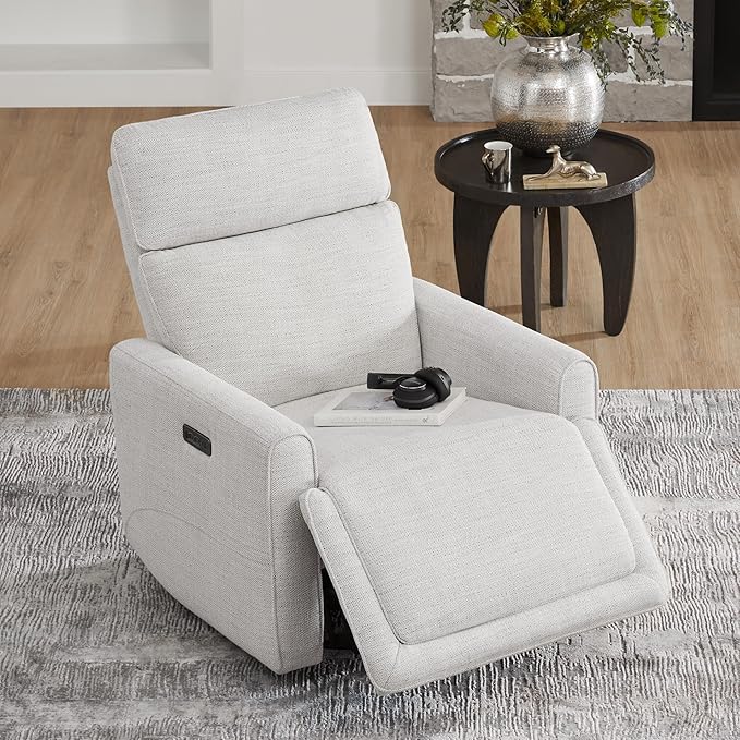 CHITA Power Recliner Chair Swivel Glider with Adjustable Power Headrest FSC Certified Electronic Modern Nursery Rocking Chair with USB and Type-C Ports Ivory
