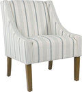 Homepop Home Decor Upholstered Classic Swoop Arm Accent Chair Accent Chairs for Living Room &amp Bedroom Decorative Home Furniture Ivory &amp Gray Stripe