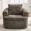 Merax 360° Swivel Sofa Chair Chenille Fabric Accent Barrel Chair 36.6 Swivel Round Chair with Dual-Layer Cushion Design for Living Room Bedroom Office and Hotel Brown