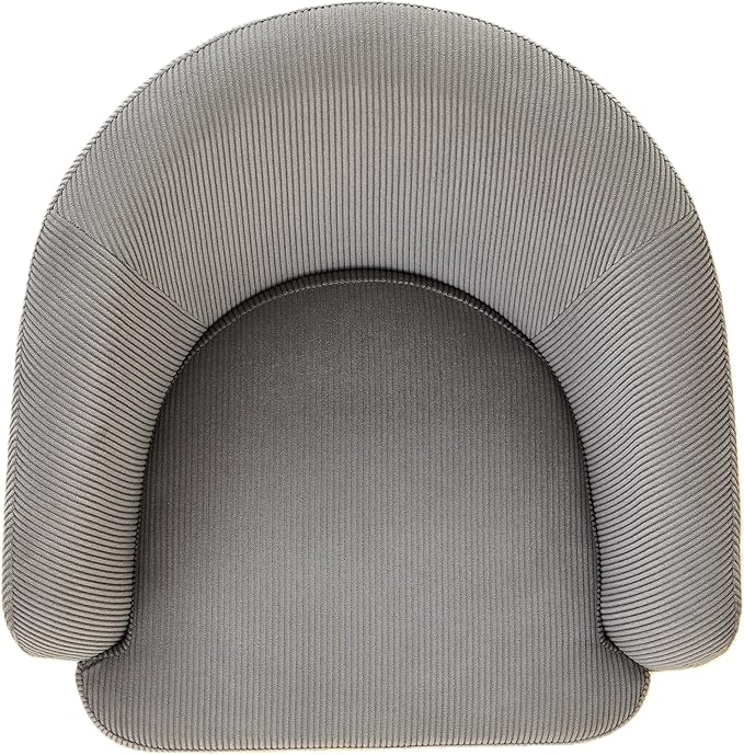 Modern Corduroy Accent Chair with Channel Back Design Black Metal Legs and Soft Upholstery Comfortable Seating for Living Room Bedroom or Office Grey