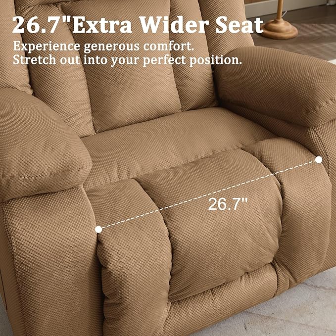 Rocker Recliner Chairs for Adults Swivel Rocking Chair with Heat and Massage Modern Electric Recliner with Extra Wide Waffle Fabric Massage Chair Recliner for Living Room Bedroom