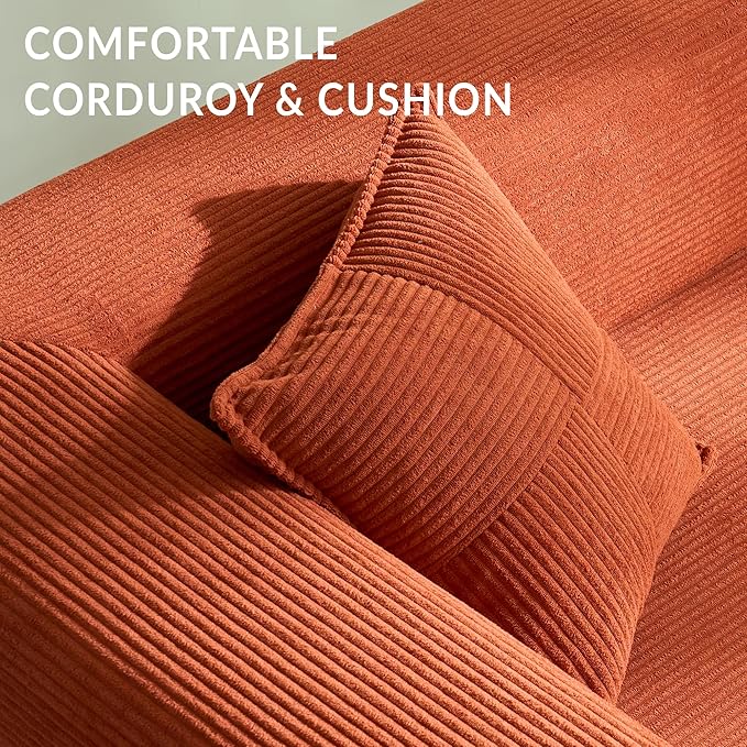 YINIX Foldable Sofa Bed 62'' Folding Floor Couch Compressed Convertable Sleeper Sofa Memory Foam Couch with Pillow Back Support Armrest 4-in-1 Futon Sofa Bed for Living Room Orange