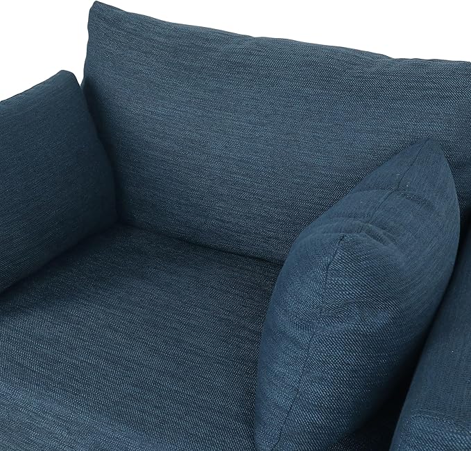 GDFStudio Club Chair Accent Armchair Accent Arm Reading Chair for Living Room Upholstered Armchair Lounge Chair with Comfy Cushion Wooden Leg for Bedroom Office Navy Blue