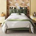 LIKIMIO Twin XL Bed Frame Storage Headboard with Charging Station Solid and Stable Noise Free No Box Spring Needed Easy Assembly (Dark Green)