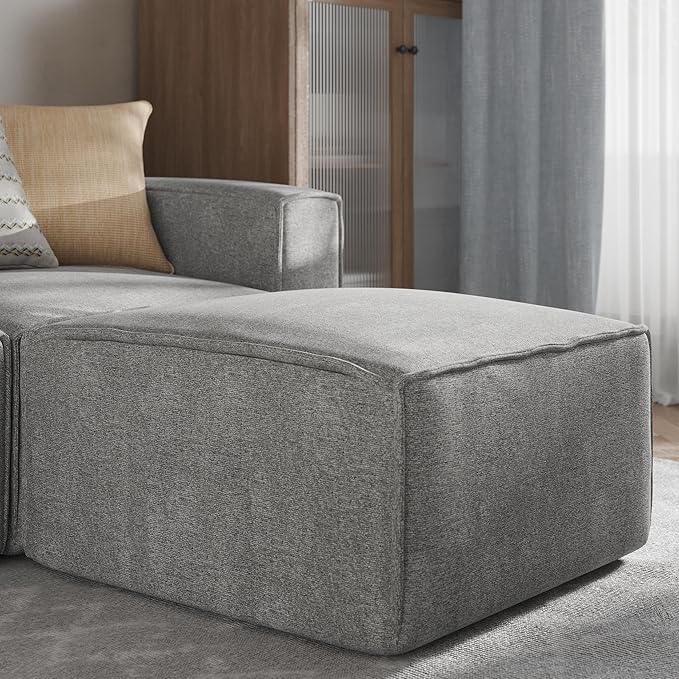 Flash Furniture Bridgetown Fabric Ottoman Module for Sectional Sofa Customizable Modular Couch Ottoman Gray