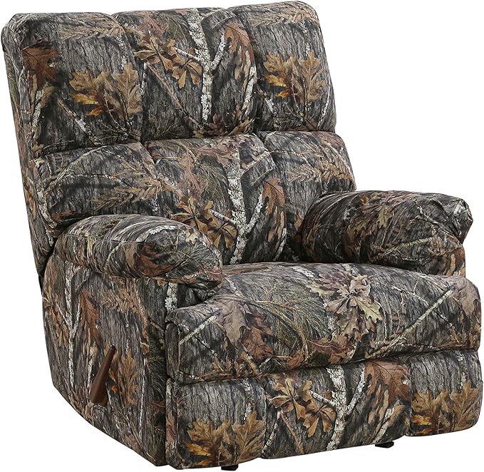 Lexicon Glider Recliner Chair with Lever Handle Textured Microfiber Manual Recliner Plush Stitching Cushion Pillow Top Arms Rustic Armchair for Cabin/Living Room Easy Assembly Camouflage