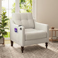 Accent Chair for Living Room Mid-Century Armchairs for Small Spaces Chenille Upholstered Comfy Reading Armchair with Studded for Bedroom (Beige-B)