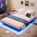 Floating Bed Frame Full Size with Smart LED Lights and Charging Station Heavy Duty Modern Metal Platform Bed No Box Spring Needed - Easy Assembly and Noise Free