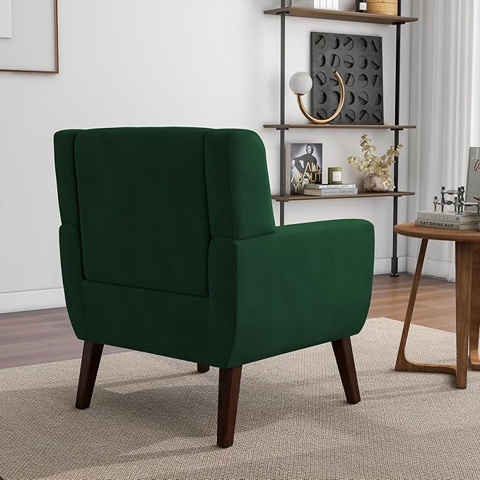 Accent Chair Modern Velvet Arm Chair for Living Room Bedroom Comfy High-Resilient Sponge Reading Chair for Small Spaces （Velvet Retro Green Set of 2