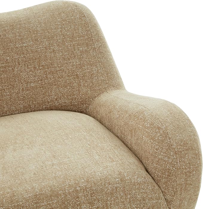 SAFAVIEH Couture Collection – Randal Light Brown Chenille Accent Chair Fully Assembled Upholstered Lounge Seating with Curved Arms (SFV4878C)