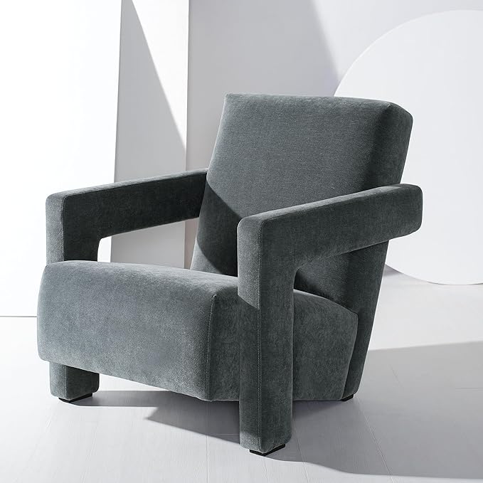 SAFAVIEH Couture Collection Taylor Modern Navy Velvet Upholstered Accent Chair (Fully Assembled)