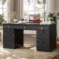 58 Executive Desk with Drawers Home Office Desk with Charging Station &amp Keyboard Tray Wood Office Desk with File Drawer &amp Storage Cabinet Modern Computer Writing Desk with Adjustable Shelf