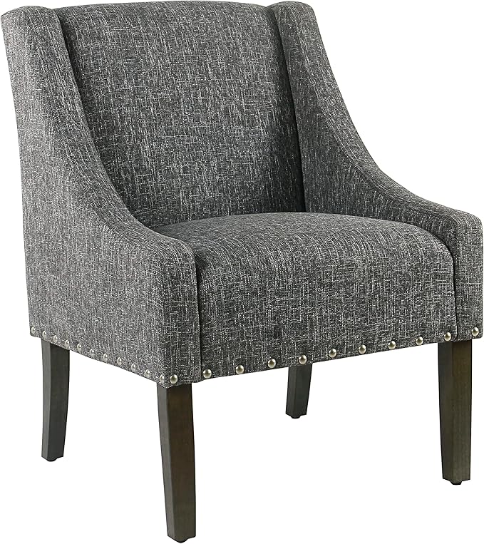 Homepop Home Decor | Upholstered Classic Swoop Arm Accent Chair | Accent Chairs for Living Room &amp Bedroom | Decorative Home Furniture Slate Grey