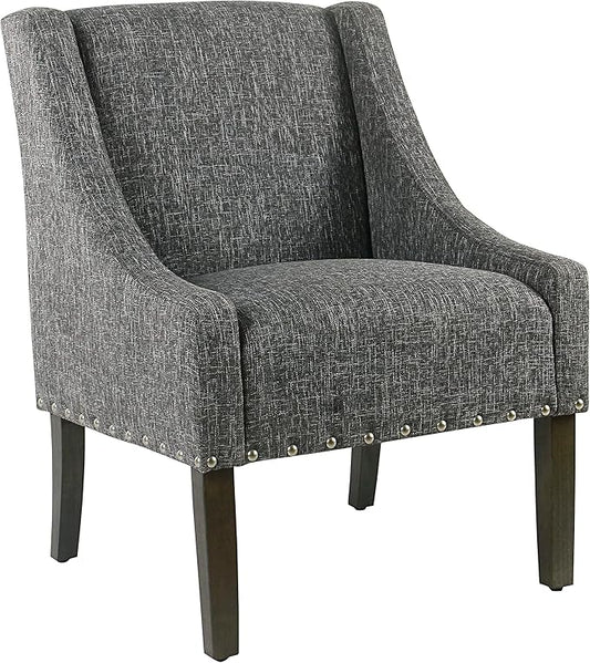 Homepop Home Decor | Upholstered Classic Swoop Arm Accent Chair | Accent Chairs for Living Room &amp Bedroom | Decorative Home Furniture Slate Grey