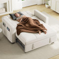 YITAHOME 55 Convertible Sofa Bed 3-in-1 Sleeper Sofa with Iron Frame Pull-Out Bed Linen Futon Couch with Reclining Backrest and Side Pocket Modern Loveseat for Living Room Bedroom Apartment Beige