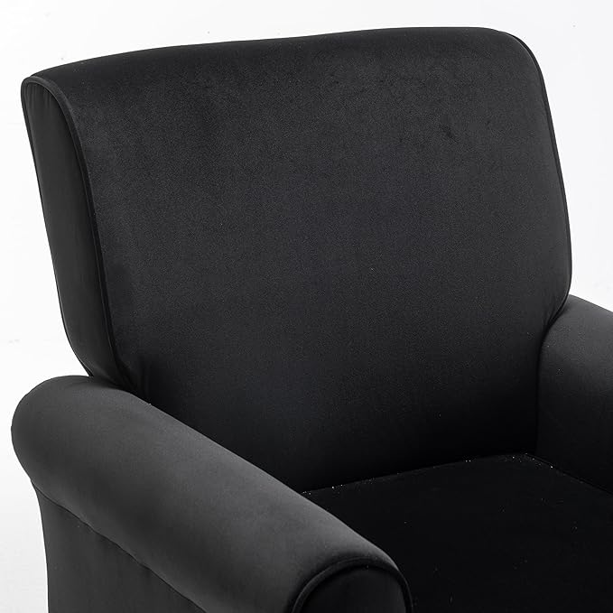 Classic Accent Armchair with Birch Wood Frame and Comfortable Rolled Armrests Arm Chairs for Living Room Bedroom and Office Decor Black