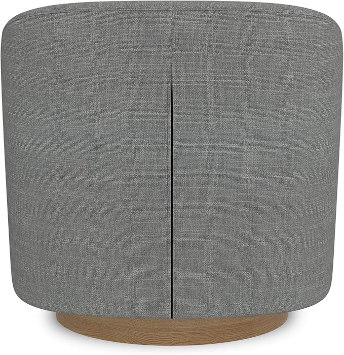 Swivel Accent Upholstered Modern Barrel-Curved Arm Linen Fabric Comfty Sofa Solid Wood Base Reading Bedroom Club Living Room Chair Charcoal Grey