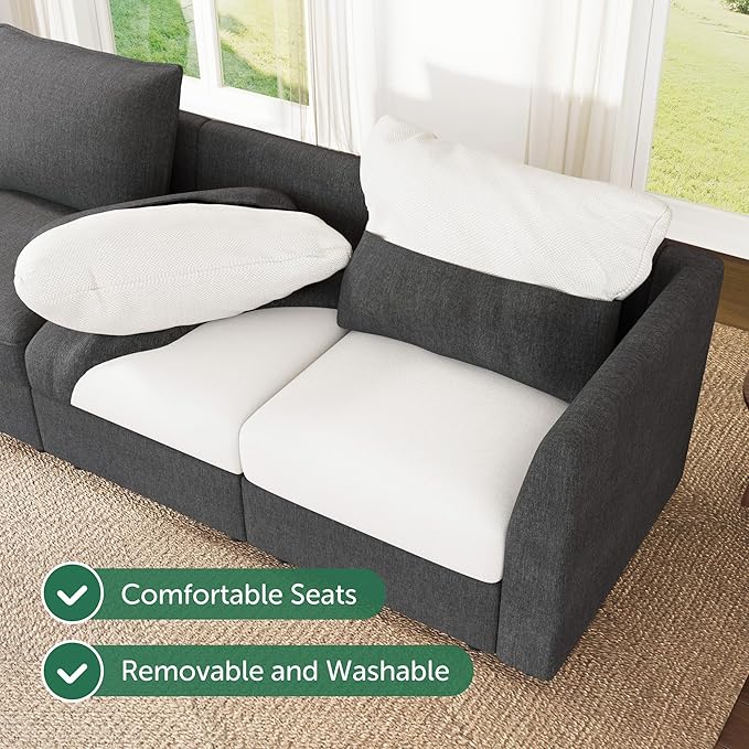 HONBAY Ottoman Module for Modular Sectional Sofa Couth Storage Ottoman Ottoman Bench for Living Room - Snowflake Velvet Grey