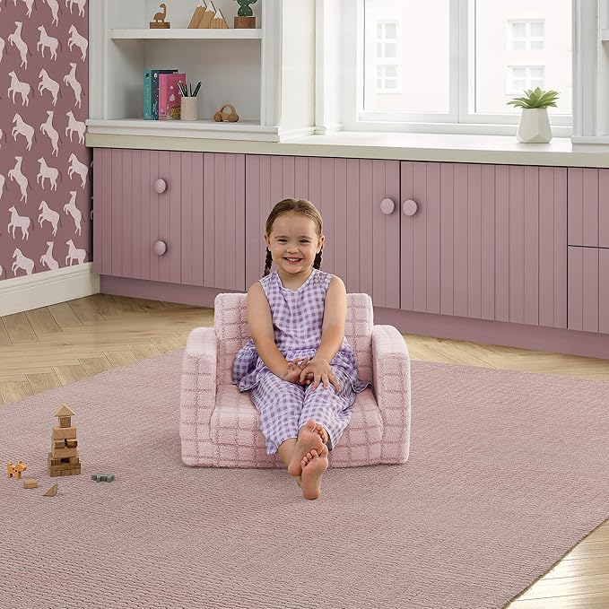 Delta Children Checkered Cozee Flip-Out Chair Pink