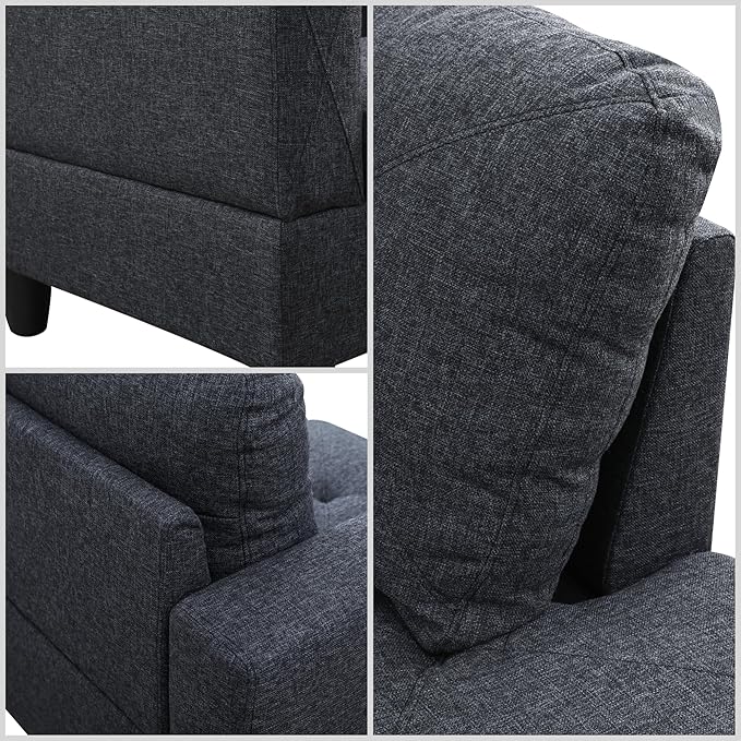L Shaped Couch Modular Sectional Sofa with Chaise Modern Modular Sofas Furniture Sofa Couches for Living Room/Apartment/Office/Bedroom Black Grey