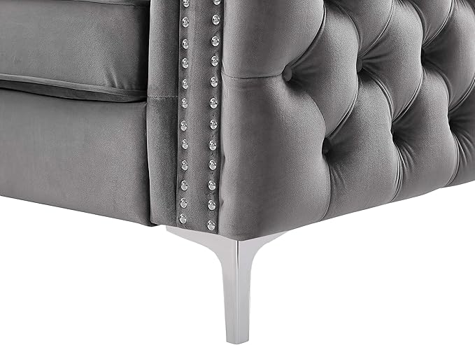 Lilola Home Lorreto Gray Velvet Loveseat