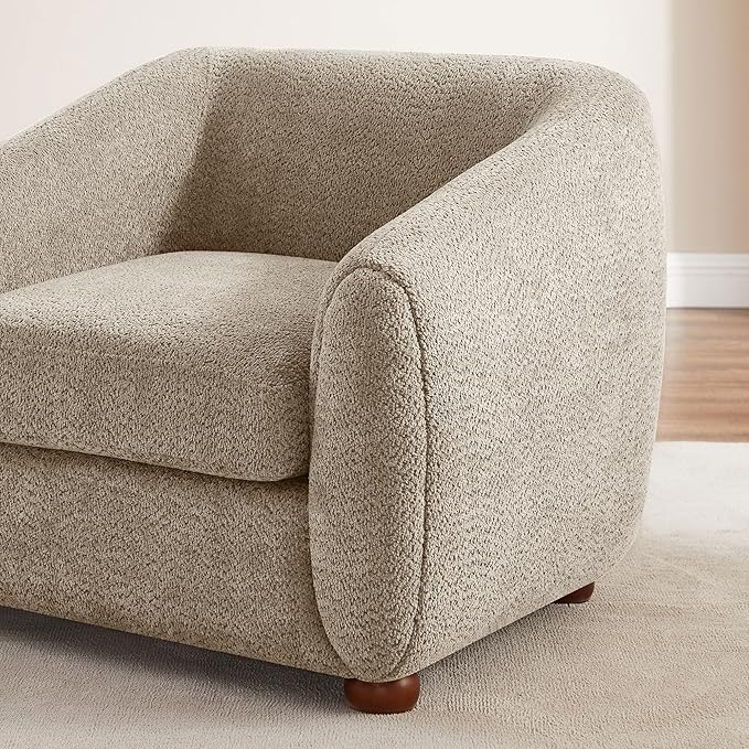 VANOMi 31 Living Room Chairs Comfy Accent Chair with Cushion Modern Reading Chair for Bedroom Corner Small Space Camel