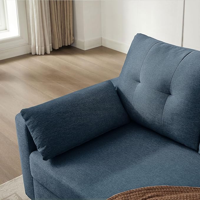101 Convertible Sectional Sofa Modern Linen Fabric U-Shaped Couch with Reversible Chaises and Ottoman Coffee Table 4 Seat Sofa Couches for Living Room Apartment Office Blue