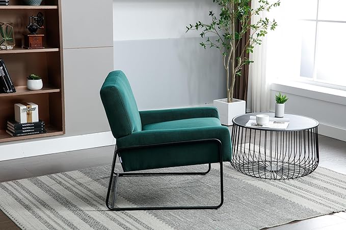 Accent Chair - Modern Industrial Slant Armchair with Metal Frame - Premium High Density Soft Single Chair for Living Room Bedroom