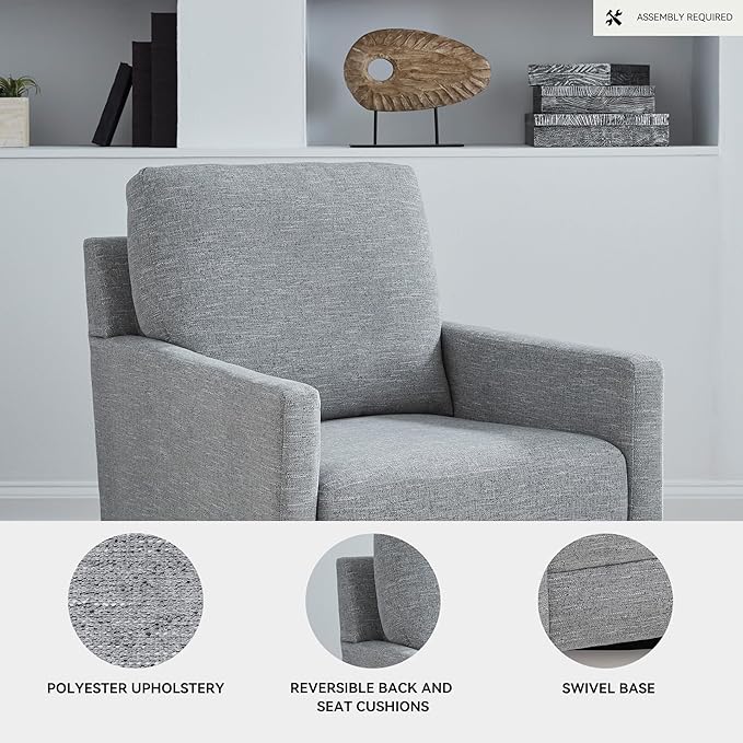 Signature Design by Ashley Freybourne Next-Gen Nuvella Casual Swivel Accent Chair with Reversible Cushions Light Gray