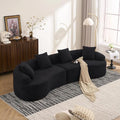 Oversized Sectional Sofa for Living Room 110 Modern Luxury Chenille 4-Seater Extra Deep &amp Wide Seat Curved Cloud Couch with 4 Throw Pillows No Assembly Needed Cream Black
