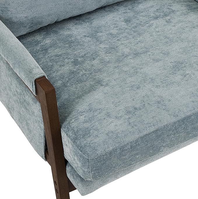 Mid-Century Modern Armchair with Soft Fabric and Elegant Design Ideal for Living Room Use Available in Blue