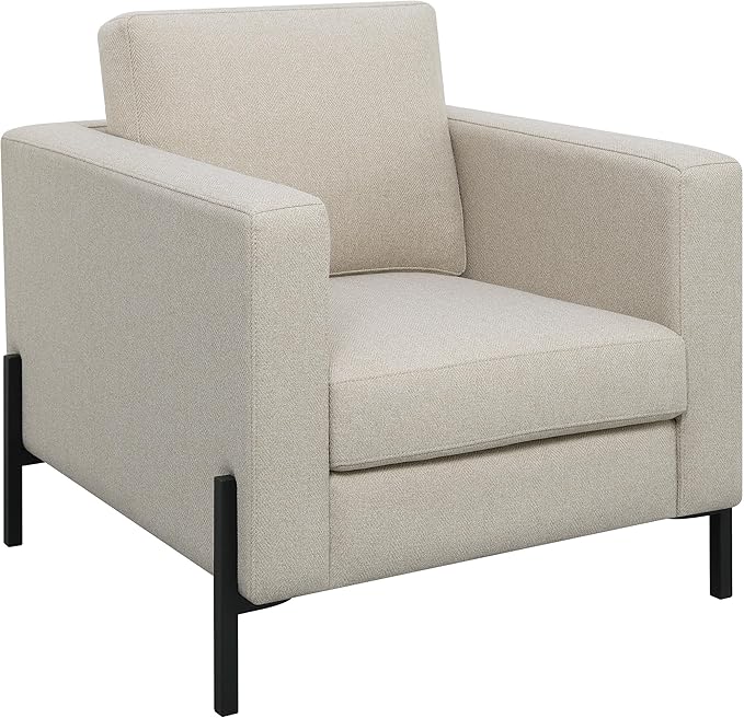 Coaster Home Furnishings - Tilly - Upholstered Track Arm Accent Chair with Pocket Coil Seating and Metal Legs - Living Room - Oatmeal - 509903