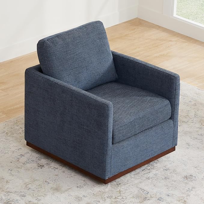 CHITA Swivel Accent Chair FSC Certified Mid Century Modern Arm Chair for Living Room and Bedroom Fully Assembled Blue