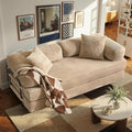 4-in-1 Folding Sofa Bed 78 Oversized Corduroy Sleeper Chair Convertible Loveseat to Floor Bed with Storage Pockets Boneless Design for Living Room Bedroom &amp Small Spaces