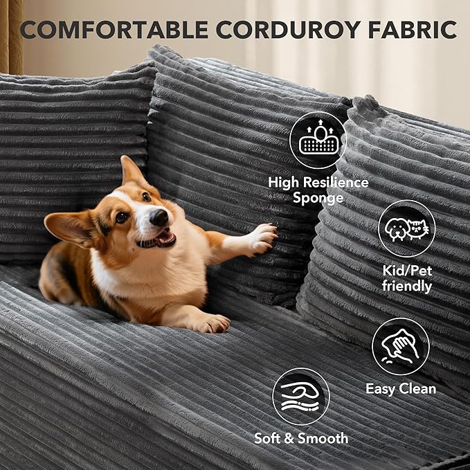 Modular Sectional Sofa Cloud Sectional Couch 106 Comfy L Shaped Black Couches for Living RoomOversized Sofa Sleeper with Deep Seat No Assembly Required