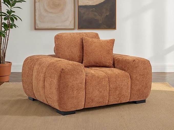 Coaster Home Furnishings - Octavia - Fabric Upholstered Track Arm Accent Chair with Curved Shape Tufted Waterfall Seat and Reversible Back Cushion - Living Room - Orange - 509353