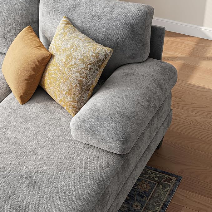 Sectional Couches for Living Room | 112 Inch U-Shaped Sectional Couch | 4 Seat Sofa Set with Double Chaise for Apartment | Light Grey Chenille