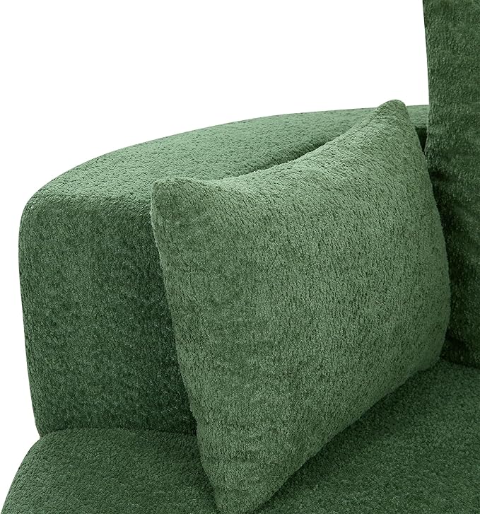 360° Swivel Barrel Chair Oversized Upholstered Swivel Chairs for Living RoomModern Chenille Fabric Club Chair55 Large Round Accent Chair with 3 Pillows for BedroomOffice (Green 55-Inch)