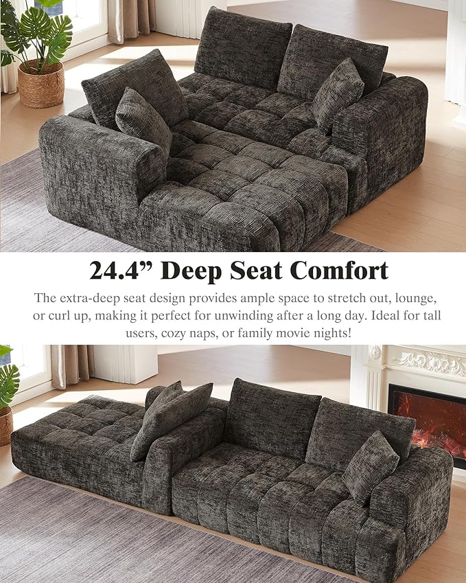 108 Boneless Cloud Modular Sectional Couch for Living Room L Shaped Sofa with Chaise | Chenille Fabric | Compressed Foam Sofa for Living Room | No Assembly (Deep Brown Left Hand Facing)