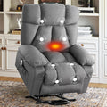 Power Lift Recliner Chair for Elderly Big and Tall Lift Chair with Massage and Heat for Living Room Fabric Electric Recliner Chairs with 4 Side Pockets USB Charge PortGrey