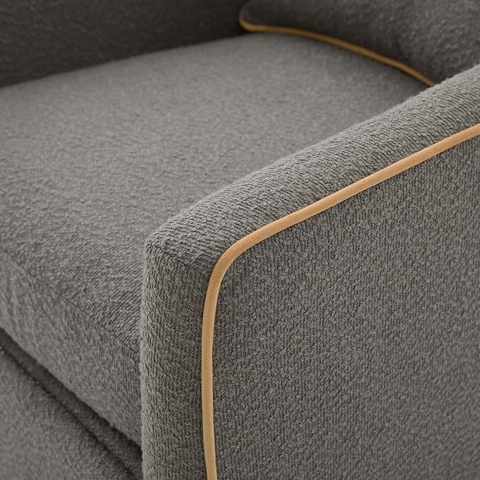 Christopher Knight Home Arlo 360° Swivel Accent Chair for Living Room Bouclé Upholstered Rotating Lounge Chair Indoor Barrel Swivel Chair with Iron Frame Curved Armrest and Padded Seat Light Grey