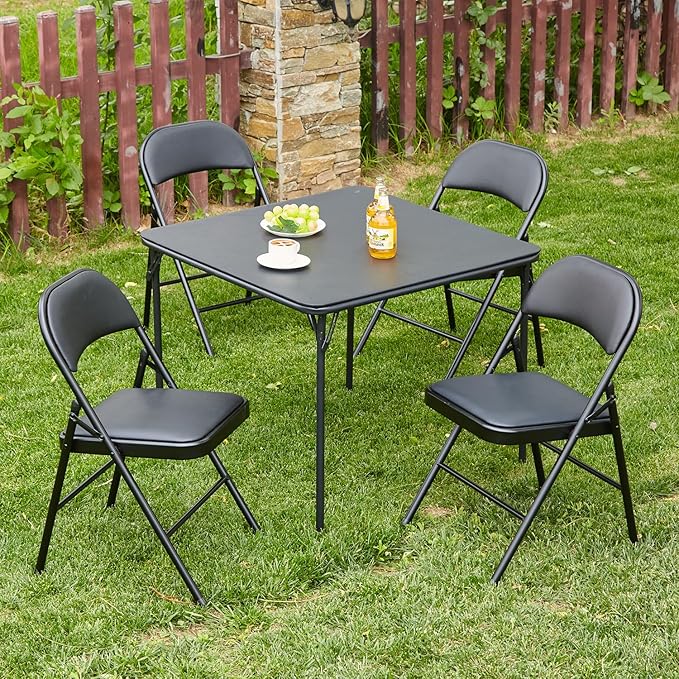 KAIHAOWIN Folding Chairs 2 Pack Vinyl Padded Seat Easy Storage-Stackable Morden Commercial Seat with Powder-Coated Metal Frame Heavy Duty Foldable Chairs for Indoor Office