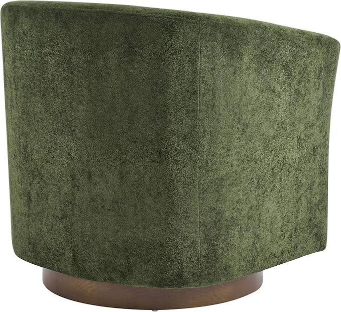 Christopher Knight Home Coles 360° Velvet Swivel Accent Chair Living Room Barrel Swivel Chair with Iron Frame Wooden Velvet Club Chair with Rotation No Assembly Required Olive Green+Walnut