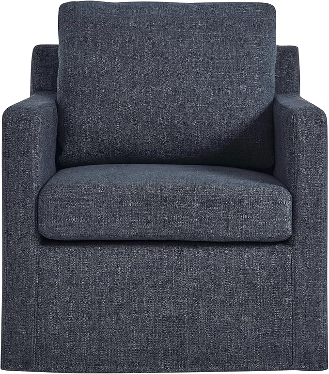 Modway Serene Swivel Accent Armchair in Slate Blue - Modern Fabric Upholstered Chair - Slipcovered Armchair - Swivel Chair for Living Room or Bedroom